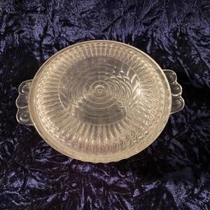 Vintage Ribbed Glass Anchor Hocking Refrigerator Dish with Lid